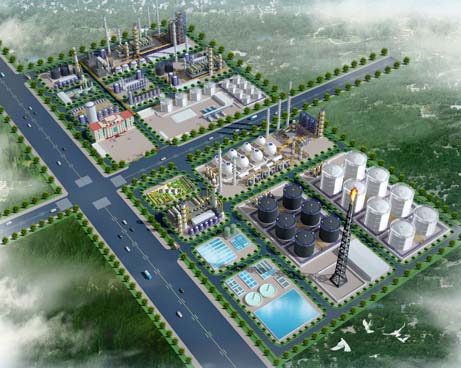 化工企業全景效果圖鳥瞰圖設